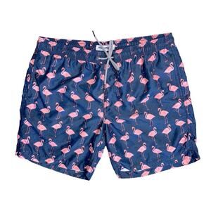 MAAMGIC Pink Blue Flamingo Lined Swim Trunks Shorts Men’s